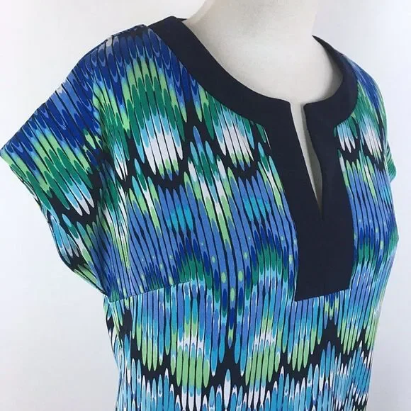 Laundry by Shelli Segal Stretchy Shift Dress XS MCM Ikat Retro 60s Summer Resort